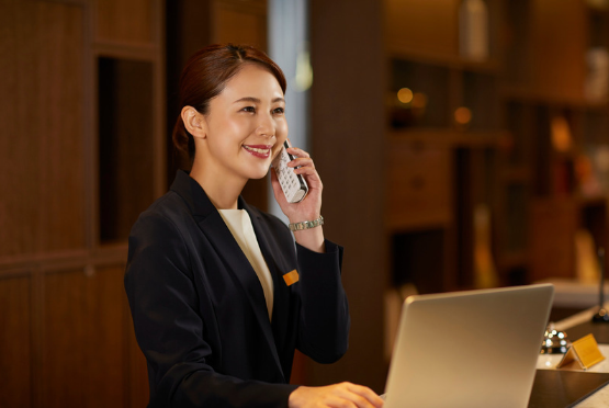 Receptionist on phone